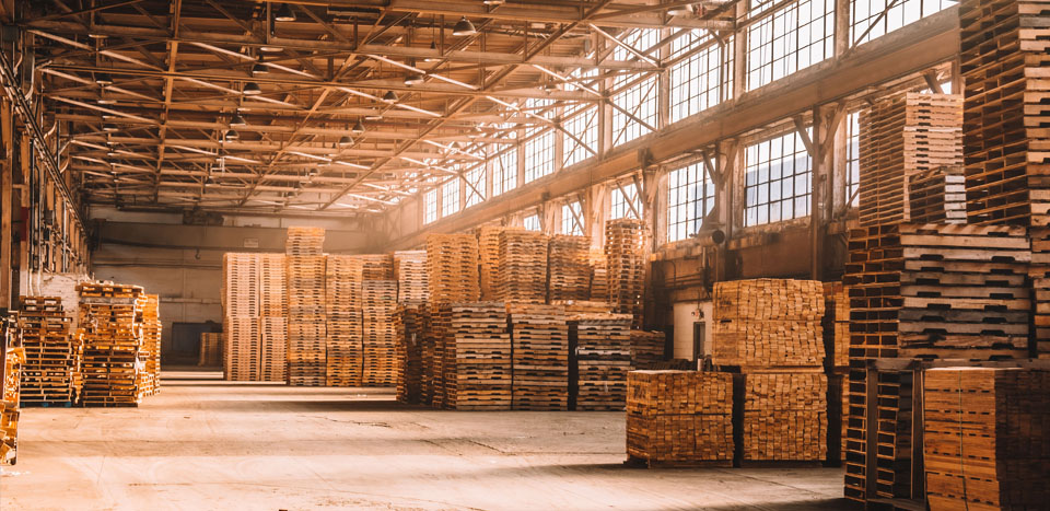 pallets stacked inside Cimino's warehouse